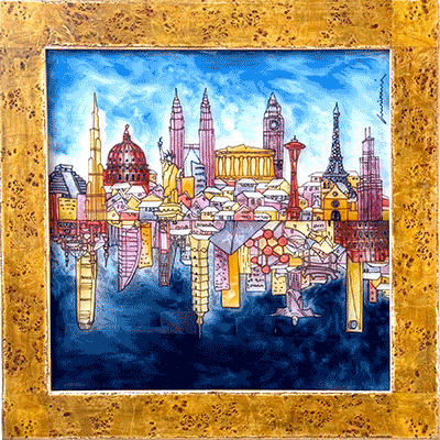 Massimo Cruciani, Umbria, Assisi, Pittura su Vetro, Glass Paintings, City of the world