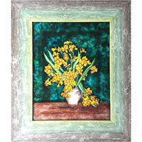 Massimo Cruciani, Umbria, Assisi, Pittura su Vetro, Glass Paintings, Iris