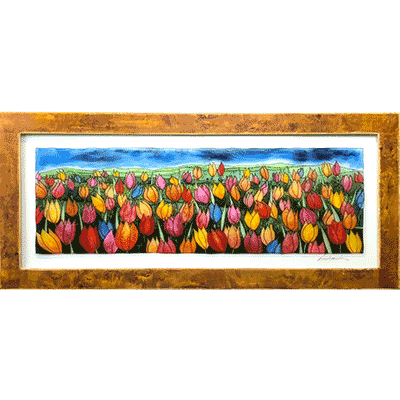 Massimo Cruciani, Umbria, Assisi, Pittura su Vetro, Glass Paintings, Tulipani