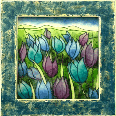 Massimo Cruciani, Umbria, Assisi, Pittura su Vetro, Glass Paintings, Tulipani