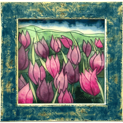 Massimo Cruciani, Umbria, Assisi, Pittura su Vetro, Glass Paintings, Tulipani